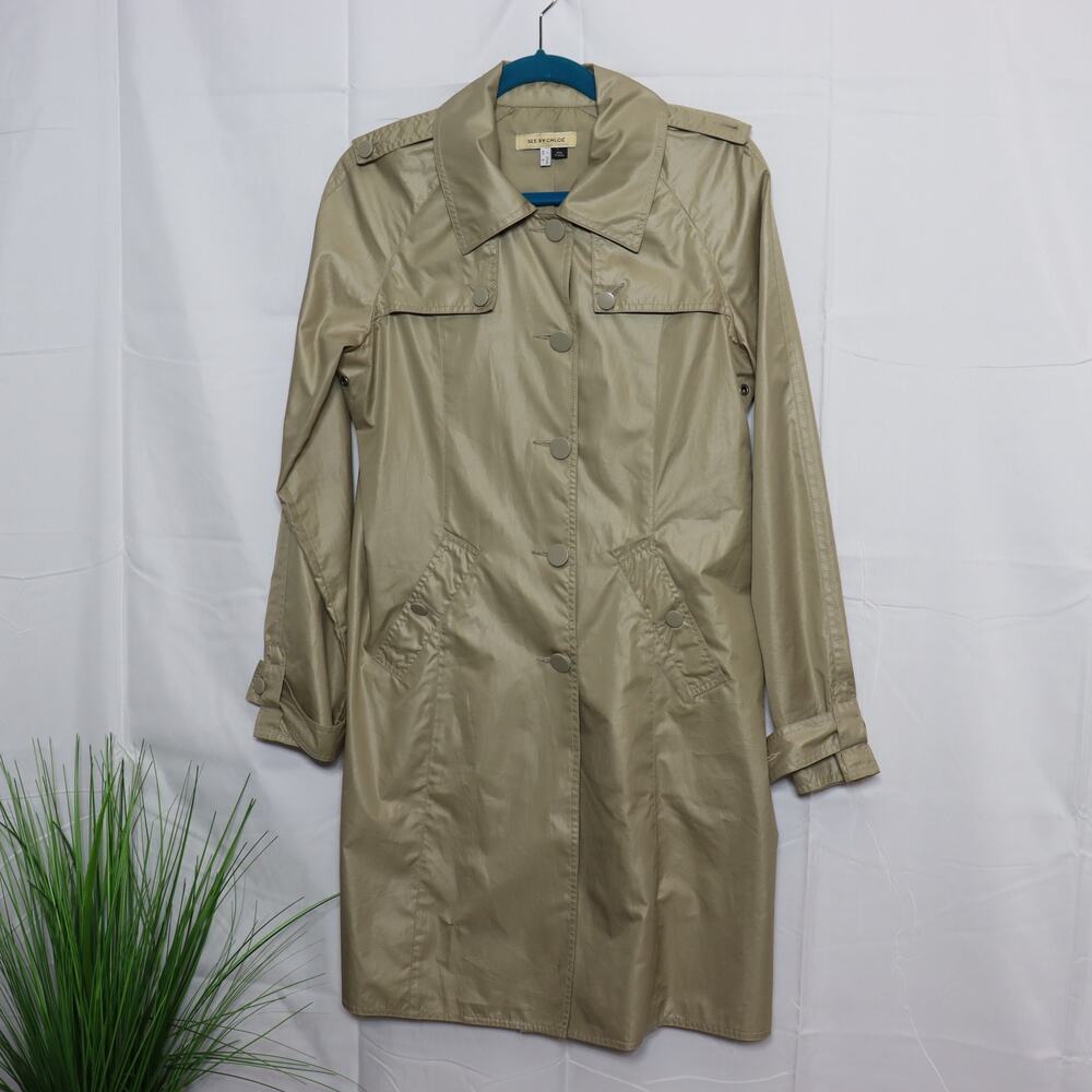 See by Chloé Trench Coat Taupe Lightweight‎ Button Front Size 42 / US 6